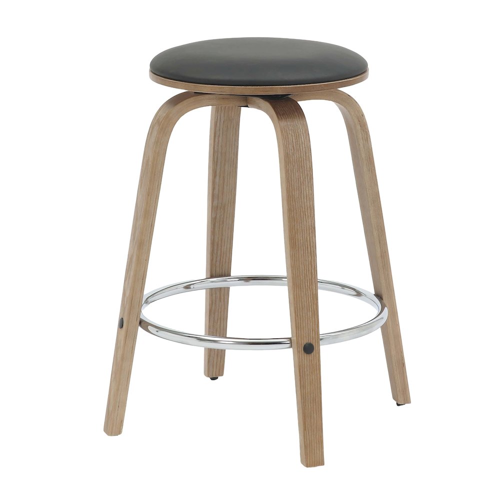 Wooden Counter Stool Pelya Collection Modern Style Washed Walnut color in Black. Picture 11