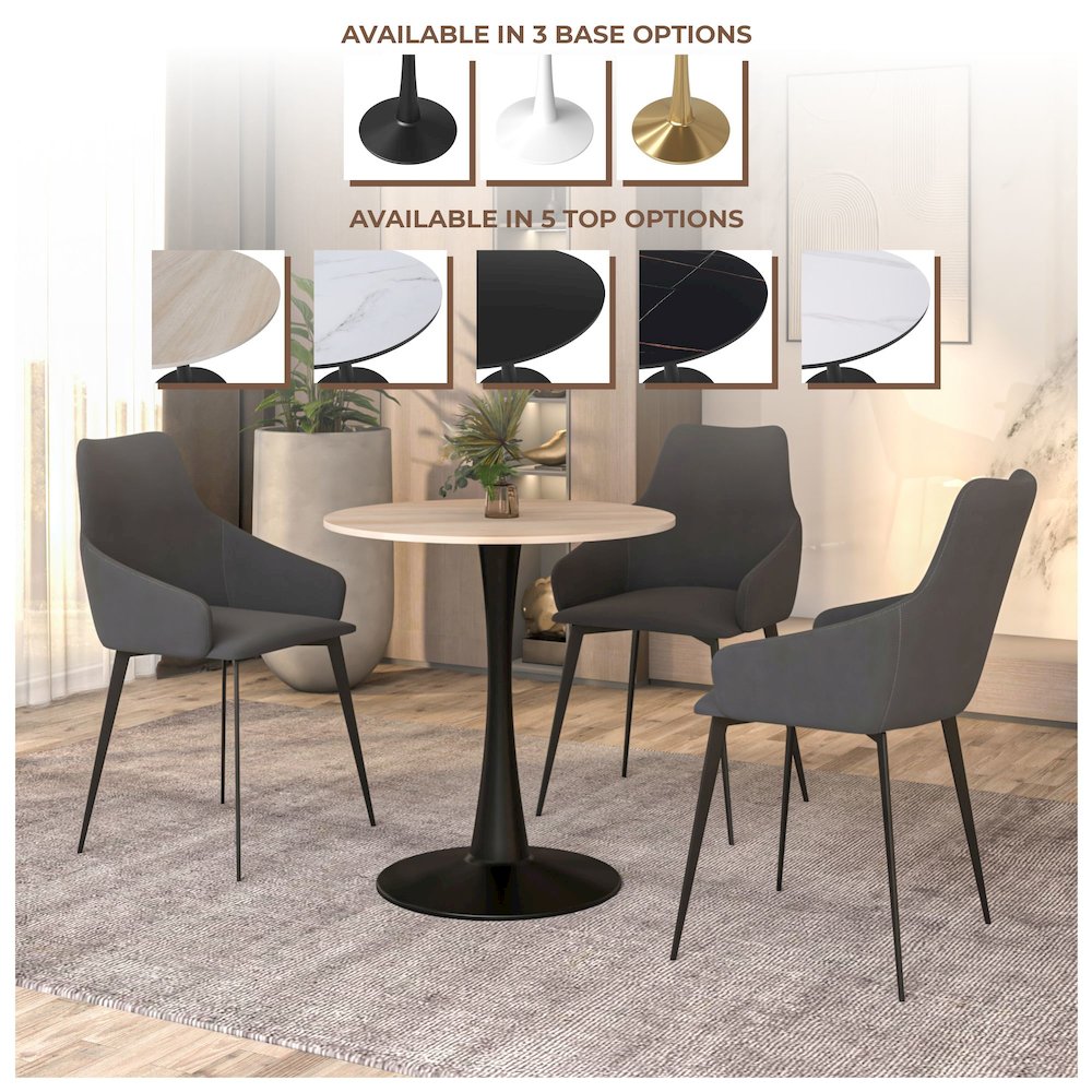 Bristol 27" round dining table Black base with marbled MDF top. Picture 11
