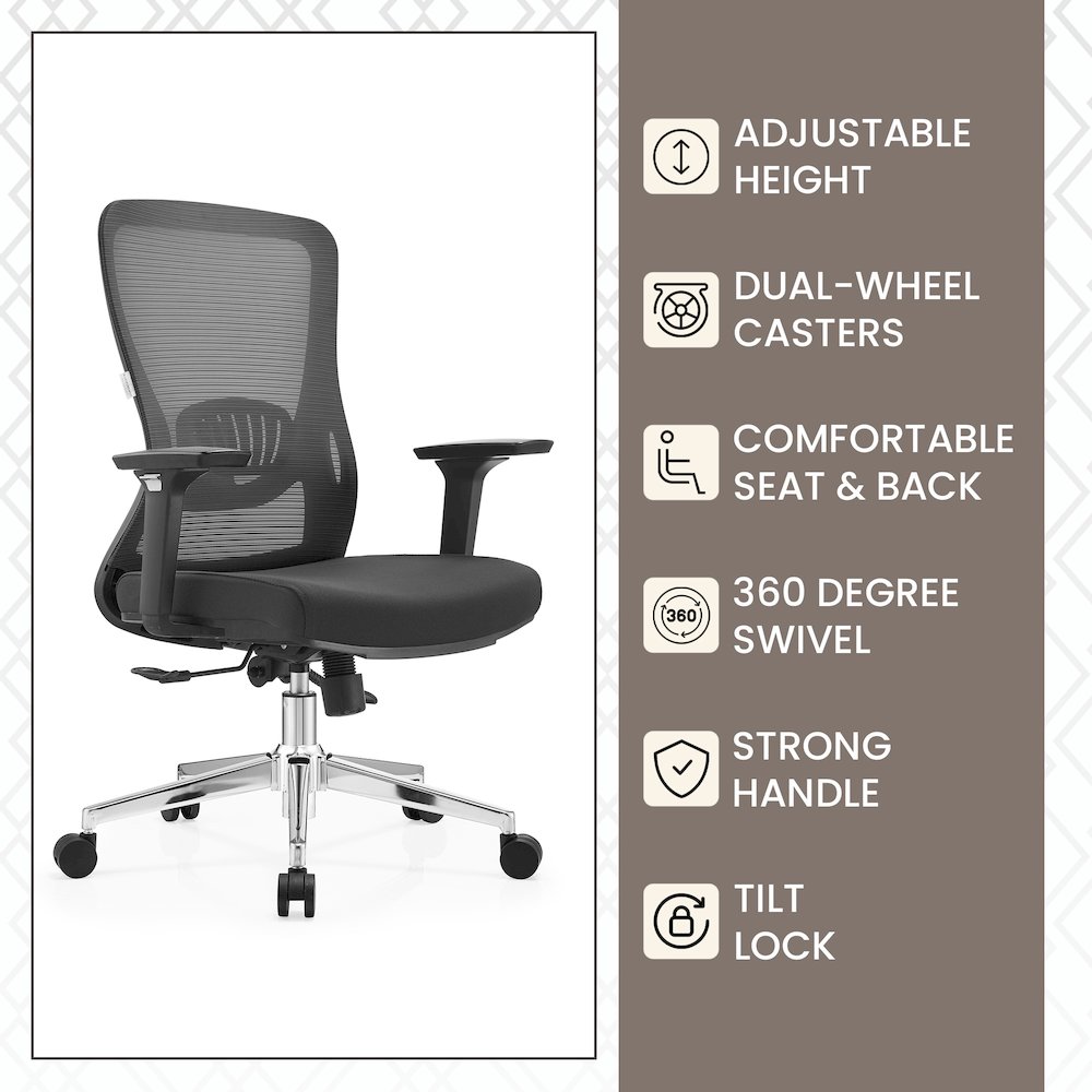 Office Adorit Series Office Task Chair In Black. Picture 13