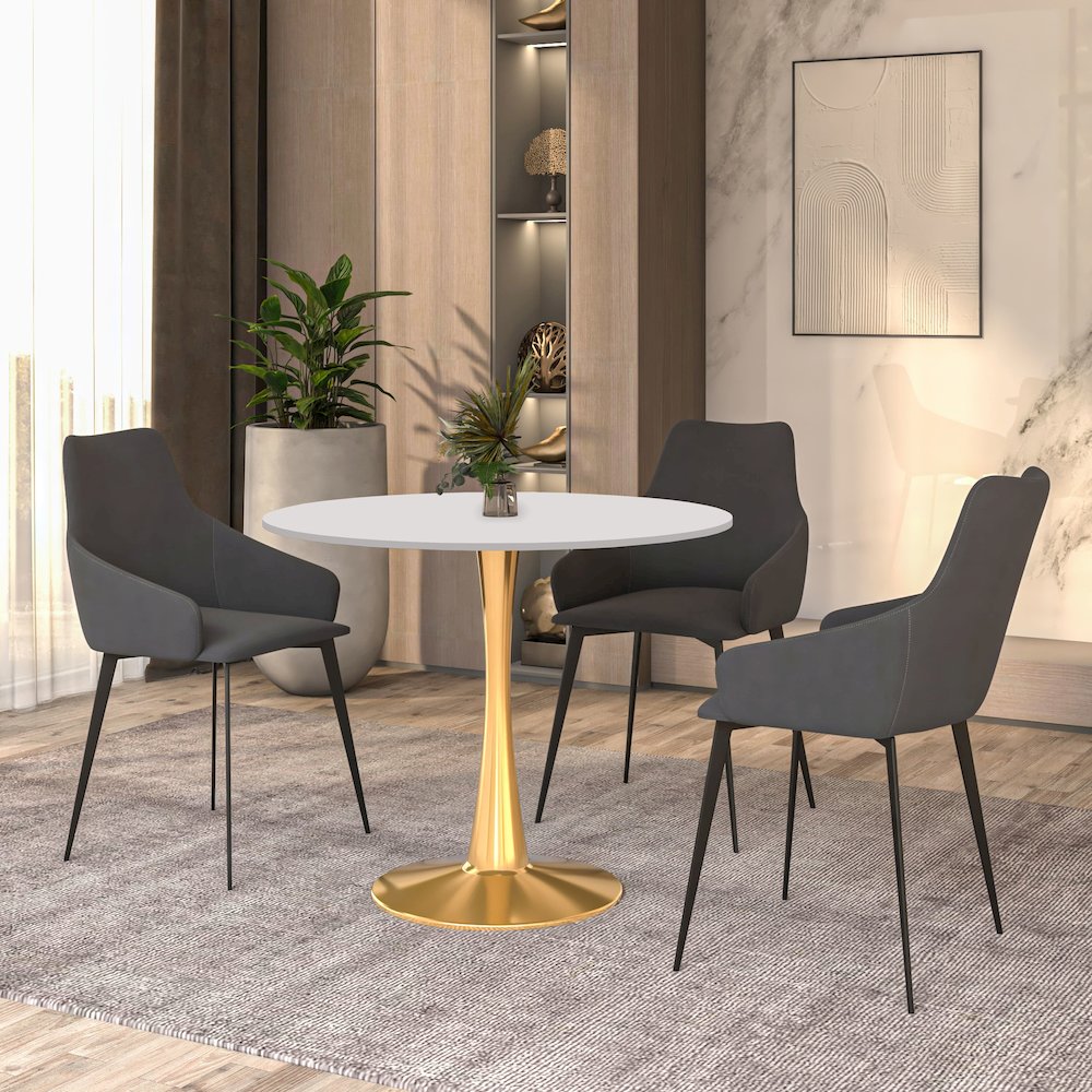 Bristol 31" round dining table Gold Base With White Top. Picture 20