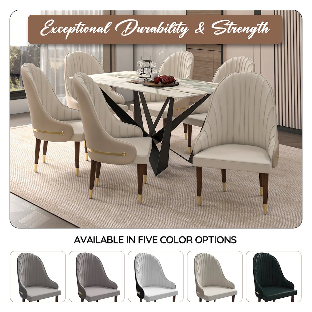 Elara Collection Wooden Dining Chair in Cream Set of 4. Picture 2