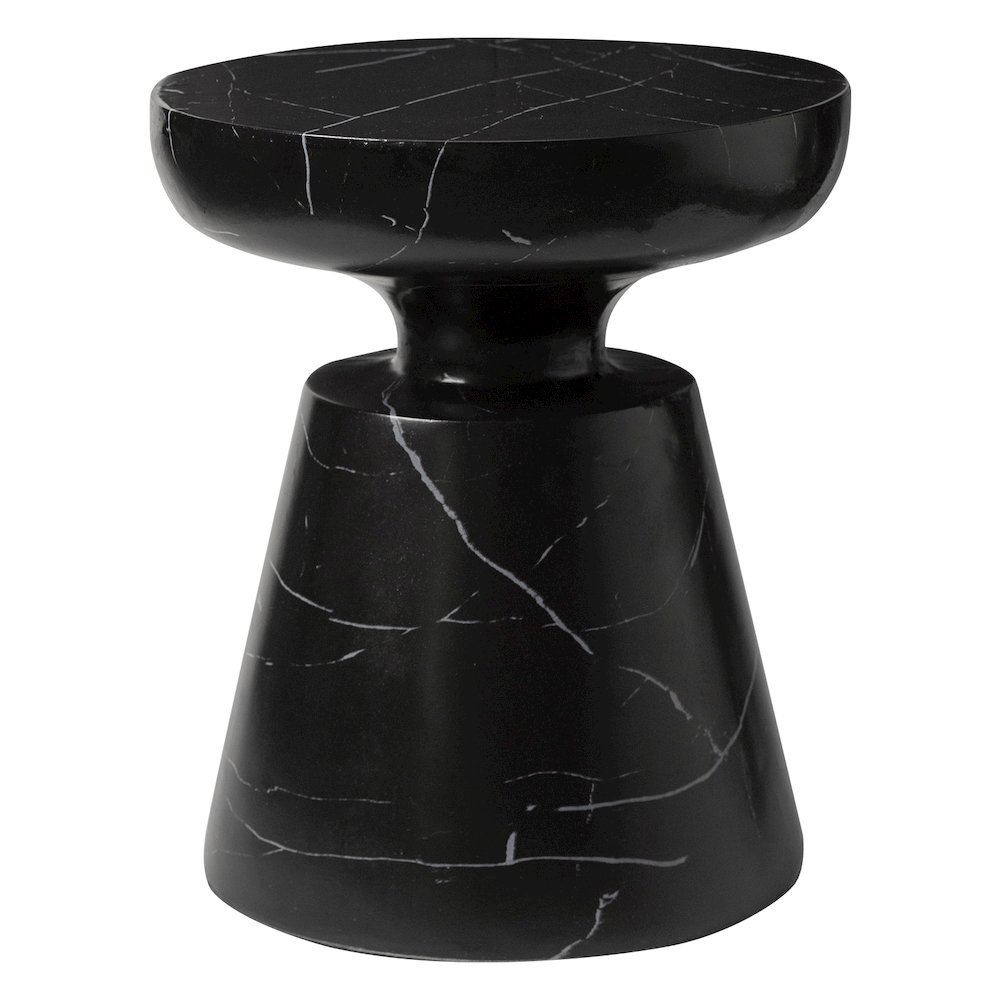 Isle Collection Fiberglass Outdoor Side Table in Marbled Black. Picture 1