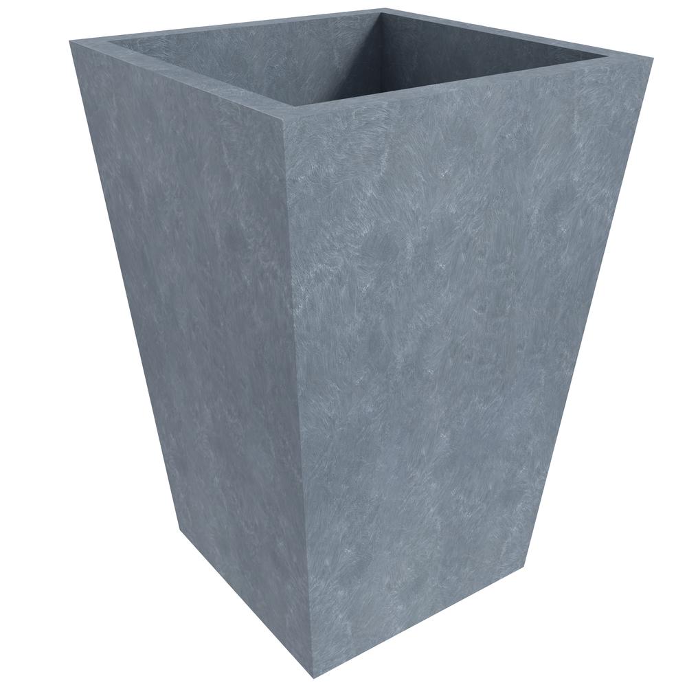 Serene Series Poly Stone Square Planter in Aged Concrete 14x14, 21 High. Picture 1