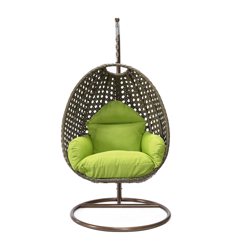 Beige Wicker Hanging Egg Swing Chair. Picture 3