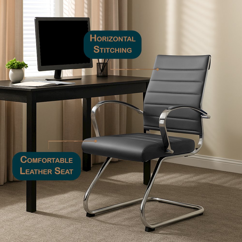 Benmar Home Leather Guest Office Chair in Grey. Picture 18
