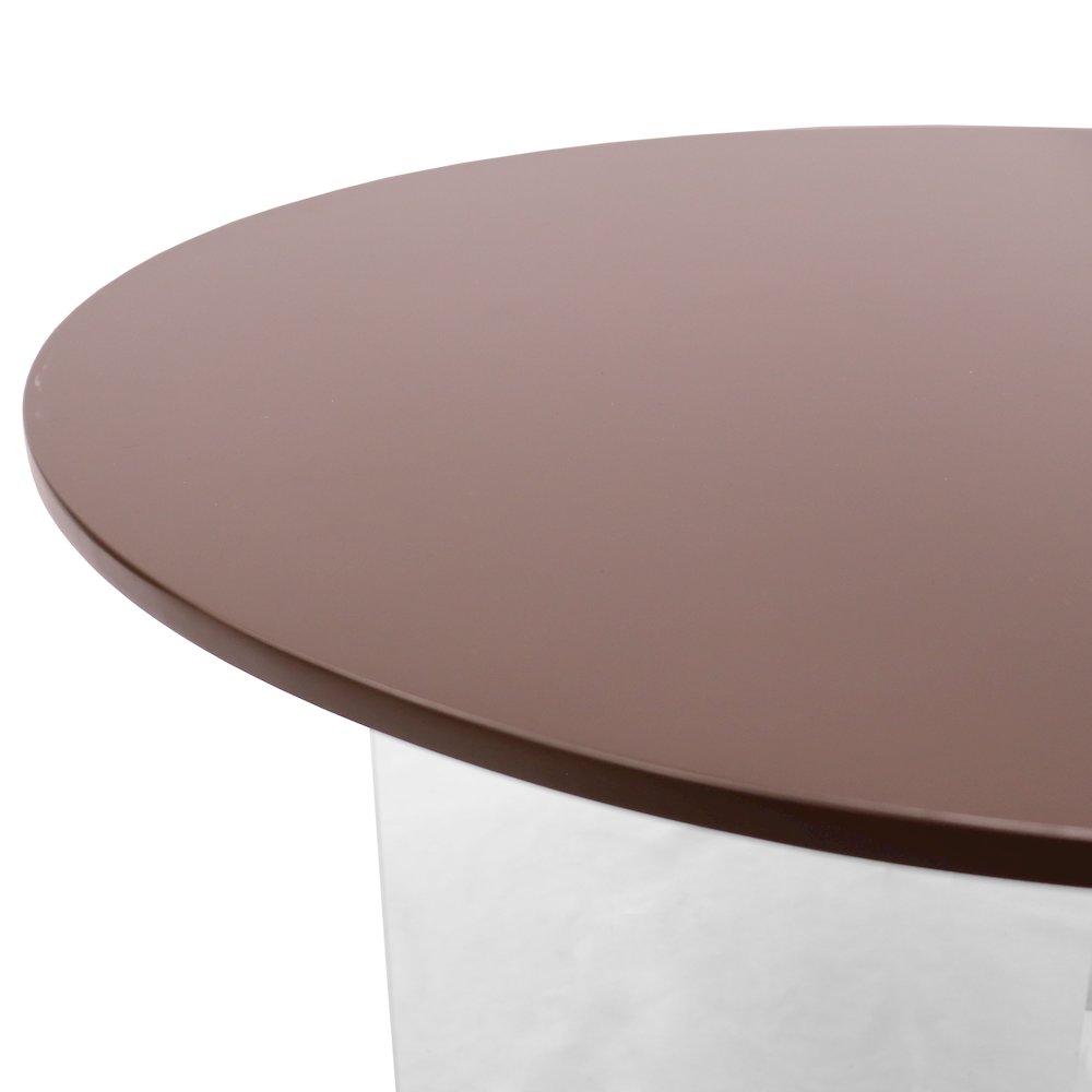 Valore Collection 20" Acrylic Side Table With Walnut Top. Picture 3