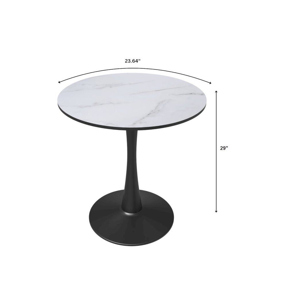 Leisyremod Bristol 24" Round Dining Table Black base with White top. Picture 33