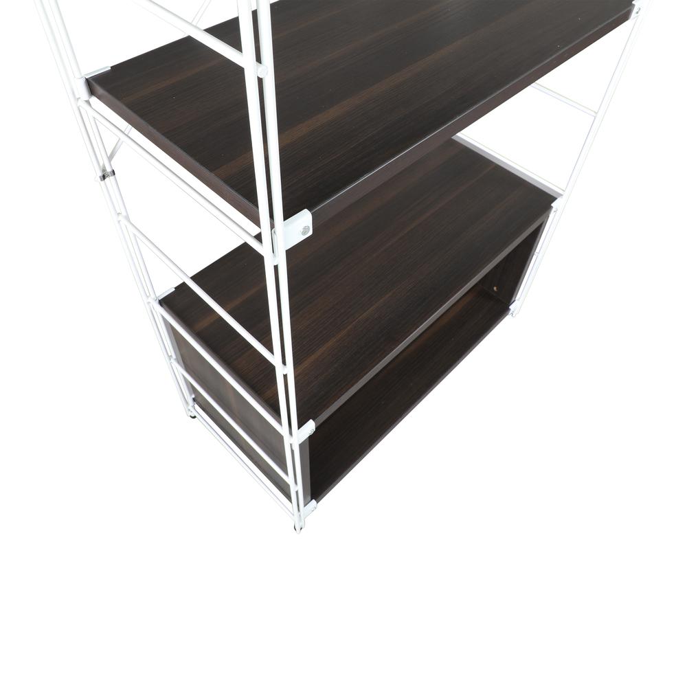 Brentwood Etagere Bookcase with White Powder Coated Steel Frame. Picture 5