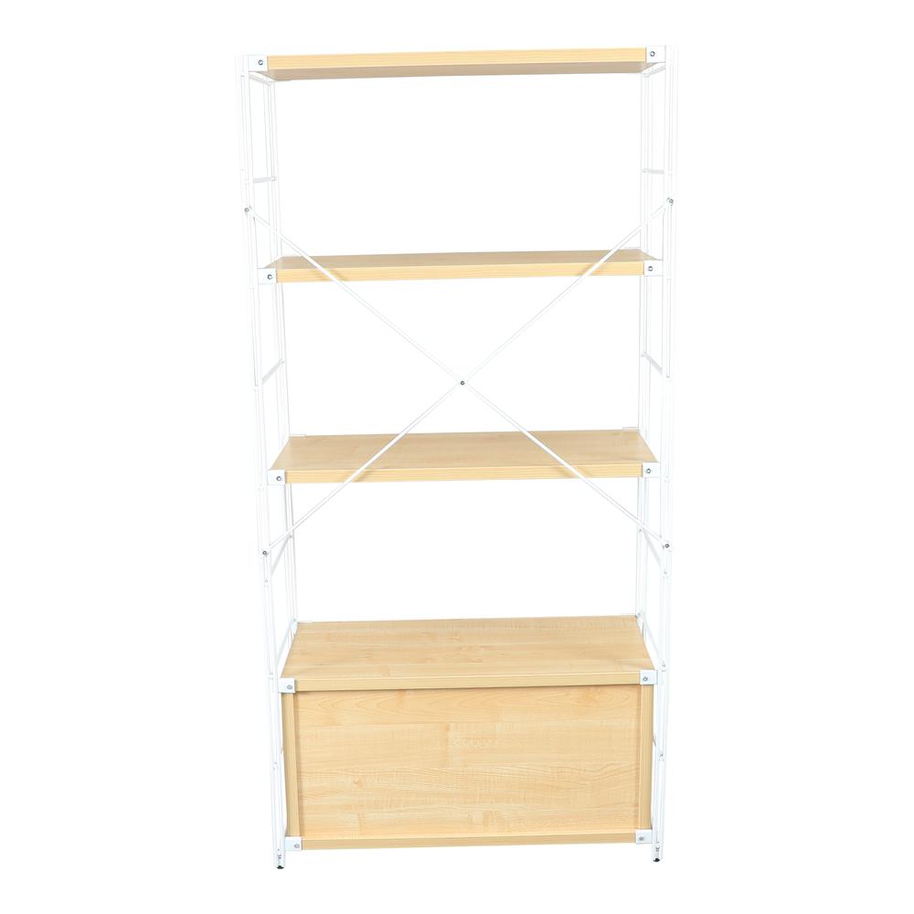 Brentwood Etagere Bookcase with White Powder Coated Steel Frame. Picture 2
