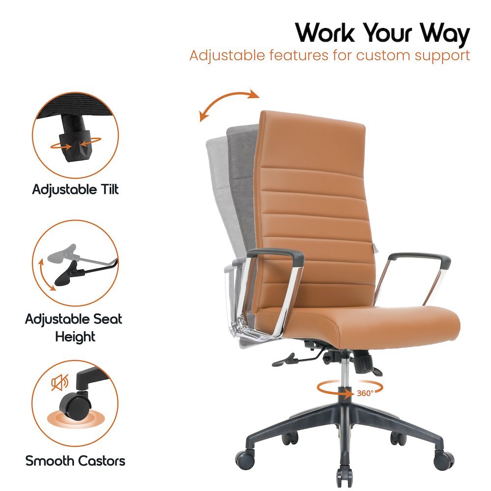 Hilton Modern High-Back Leather Office Chair. Picture 10
