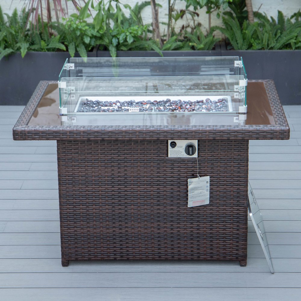 Mace Wicker Patio Modern Propane Fire Pit Table. Picture 3