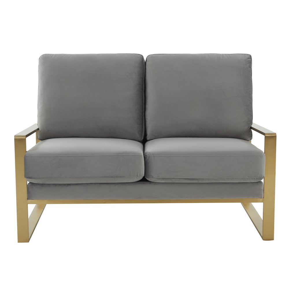 Jefferson Contemporary Modern Velvet Loveseat With Gold Frame. Picture 3