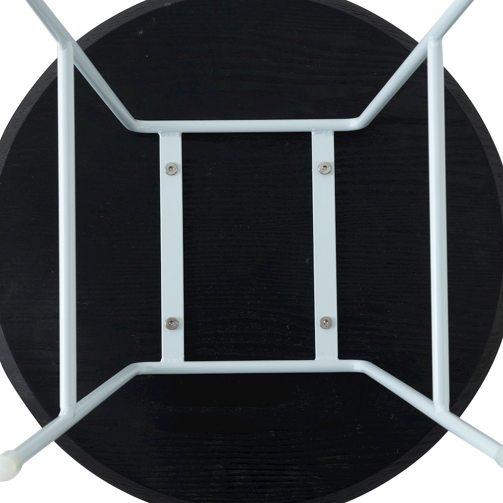 Rossmore Mid Century Modern Round Side Table With White Steel Frame. Picture 19