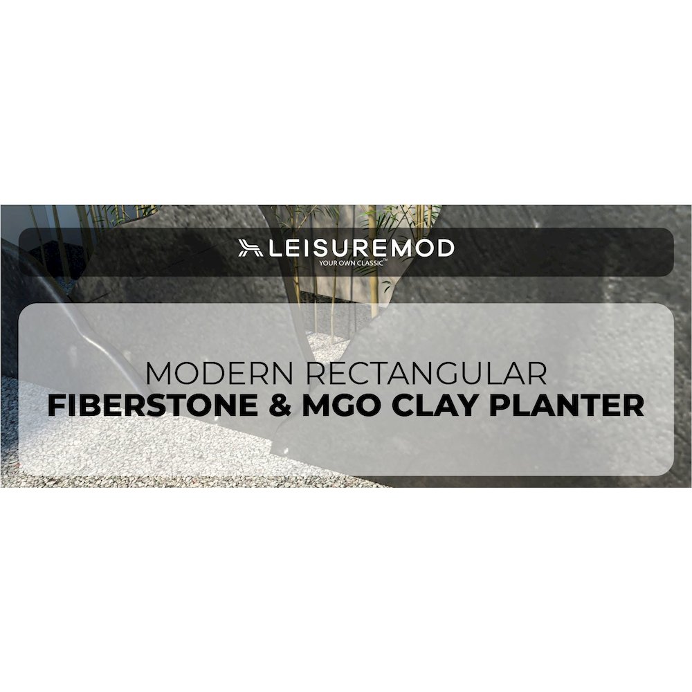 Bloom Series Poly Stone Planter 9" , 19.7" Long In Aged Concrete. Picture 26