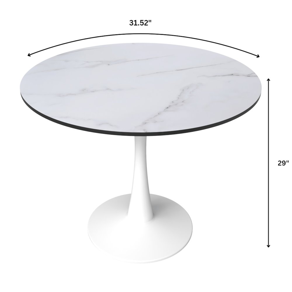 Bristol 31" round dining table White base with marbled MDF top. Picture 21