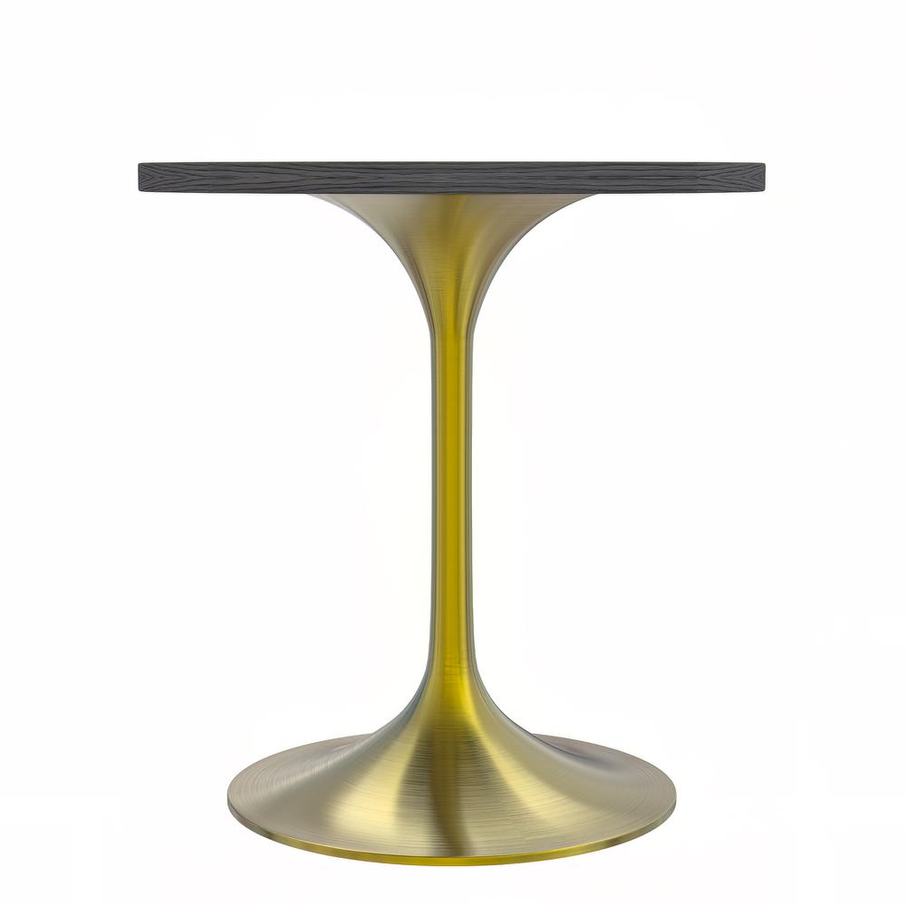 Verve 27" Round Dining Table, Brushed Gold Base with Cognac Brown MDF Top. Picture 4