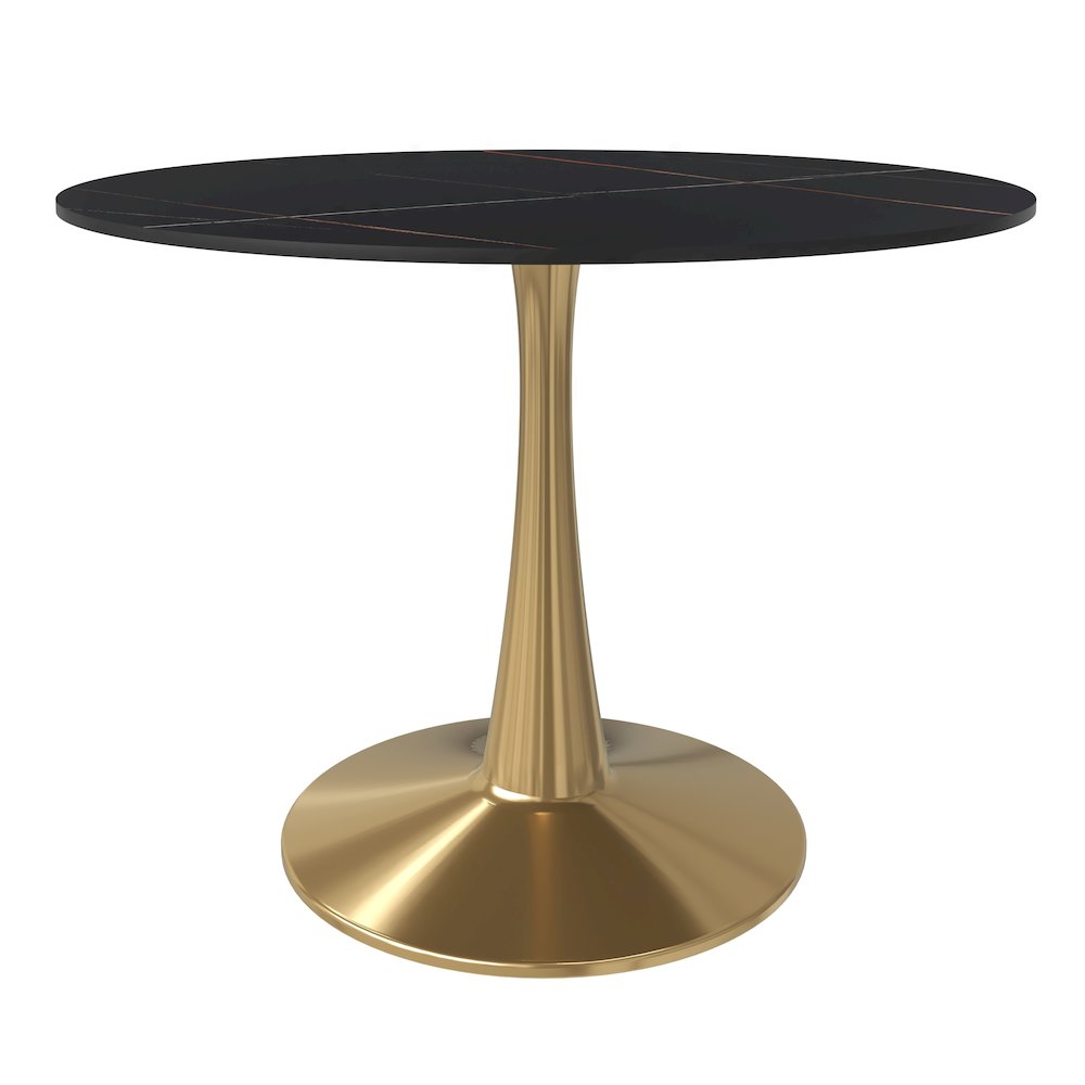 Bristol 40" round dining table Gold base with Black Sintered stone Top. Picture 22