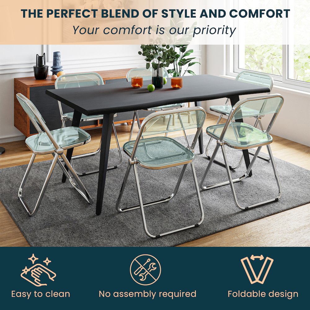 Lawrence Acrylic Folding Chair With Metal Frame, Set of 2. Picture 6