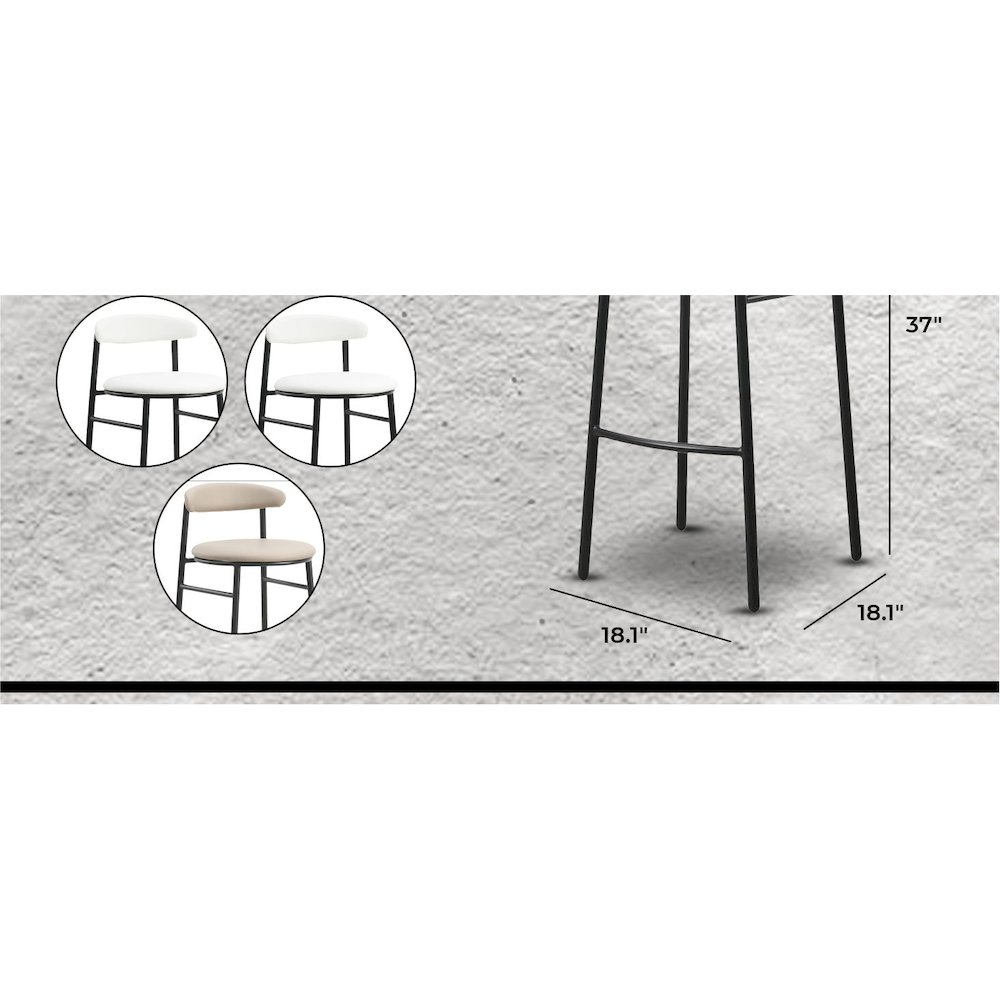 Lume Collection Modern Bar Stool in White. Picture 16
