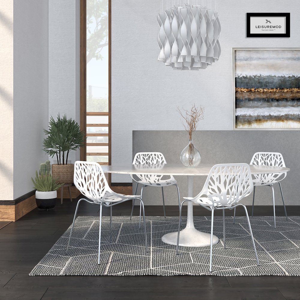 Modern Asbury Dining Chair w/ Chromed Legs, Set of 4. Picture 3