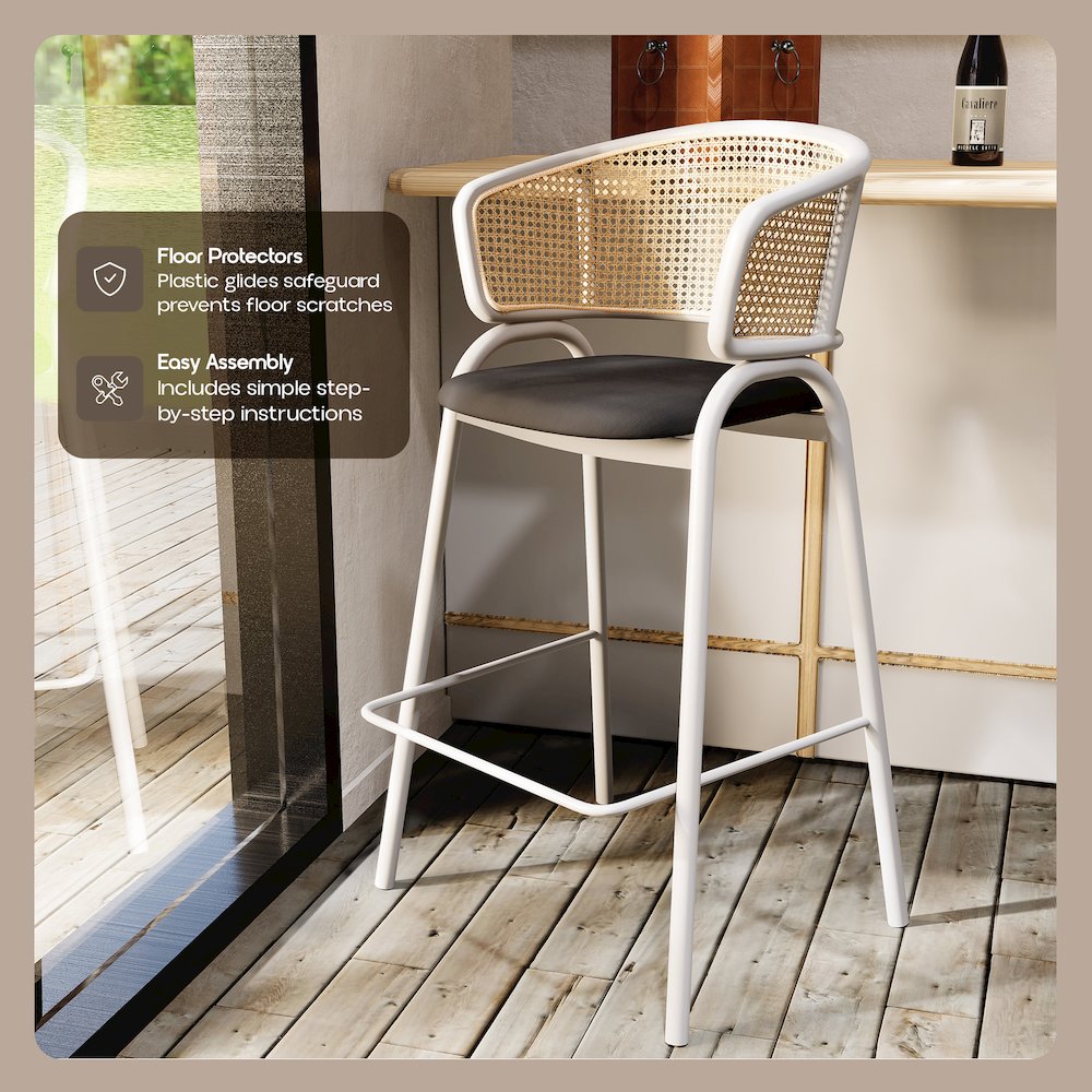 Ervilla Wicker Bar Stool Set of 2. Picture 3