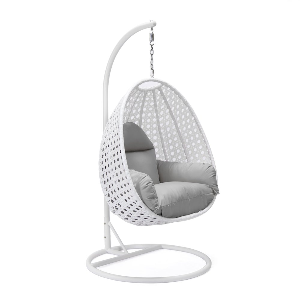 White Wicker Hanging Egg Swing Chair. Picture 1
