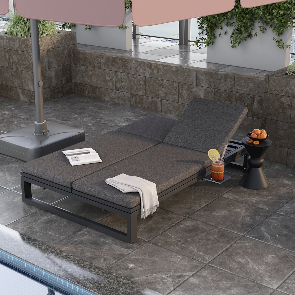 Chelsea Convertible Lounge Reclining Double Chaise With Cushions. Picture 8