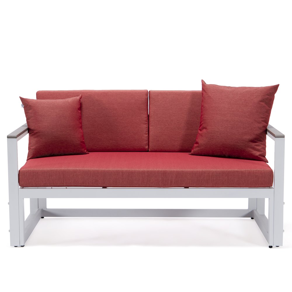 Chelsea White Sectional With Adjustable Headrest & Coffee Table With Cushions. Picture 9