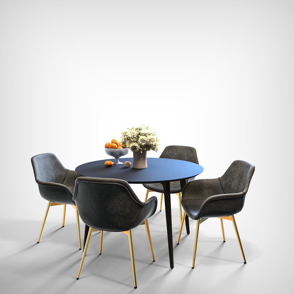 Markley Modern Leather Dining Arm Chair With Gold Metal Legs Set of 2. Picture 15