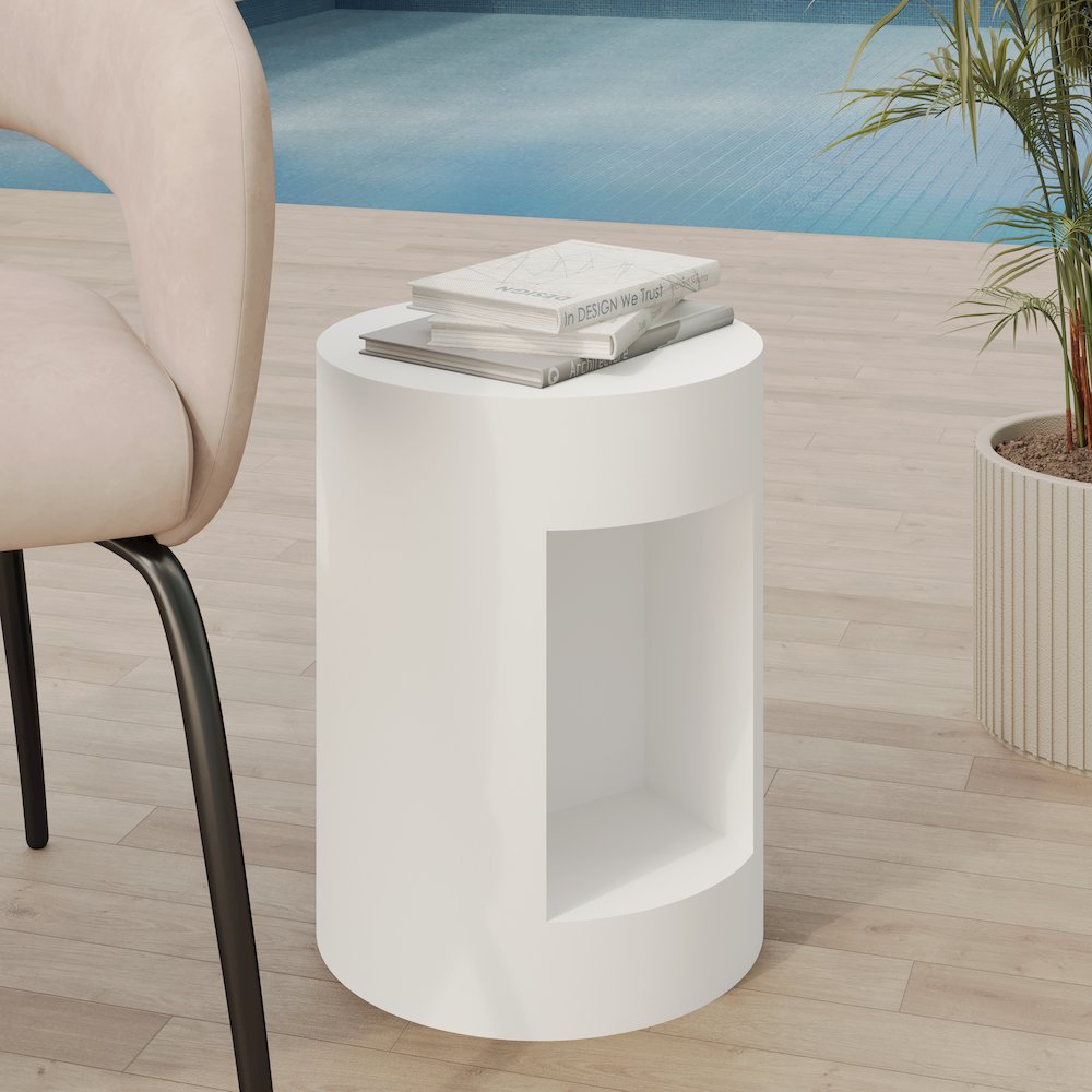 Modern Side End Table Nook Series In White. Picture 5