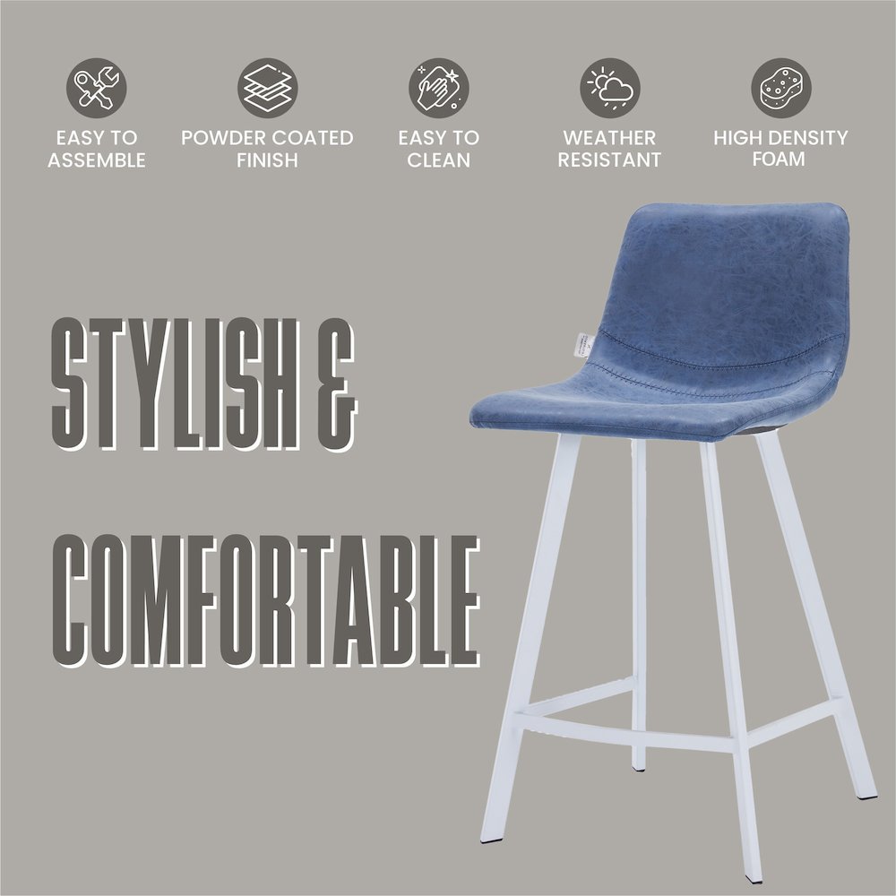 Elland - Counter stool - Peacock Blue - White Base. Picture 4