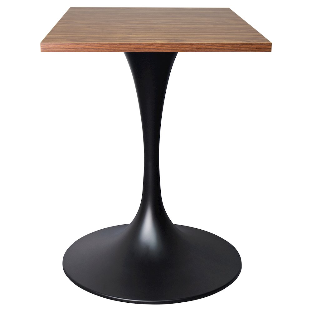 Verve Collection 24 Square Dining Table, Black Base with Cognac Brown MDF Top. Picture 1