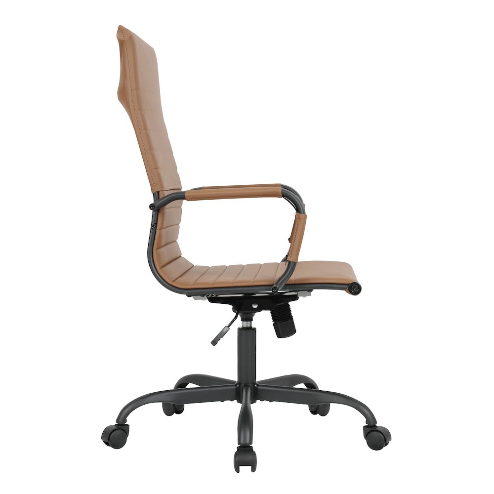 Harris Leather Home High-Back Office Chair in Light Brown With Black Frame. Picture 3