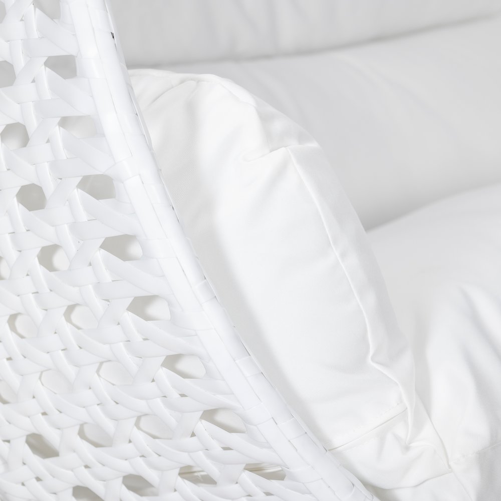 White Wicker Hanging 2 person Egg Swing Chair. Picture 7
