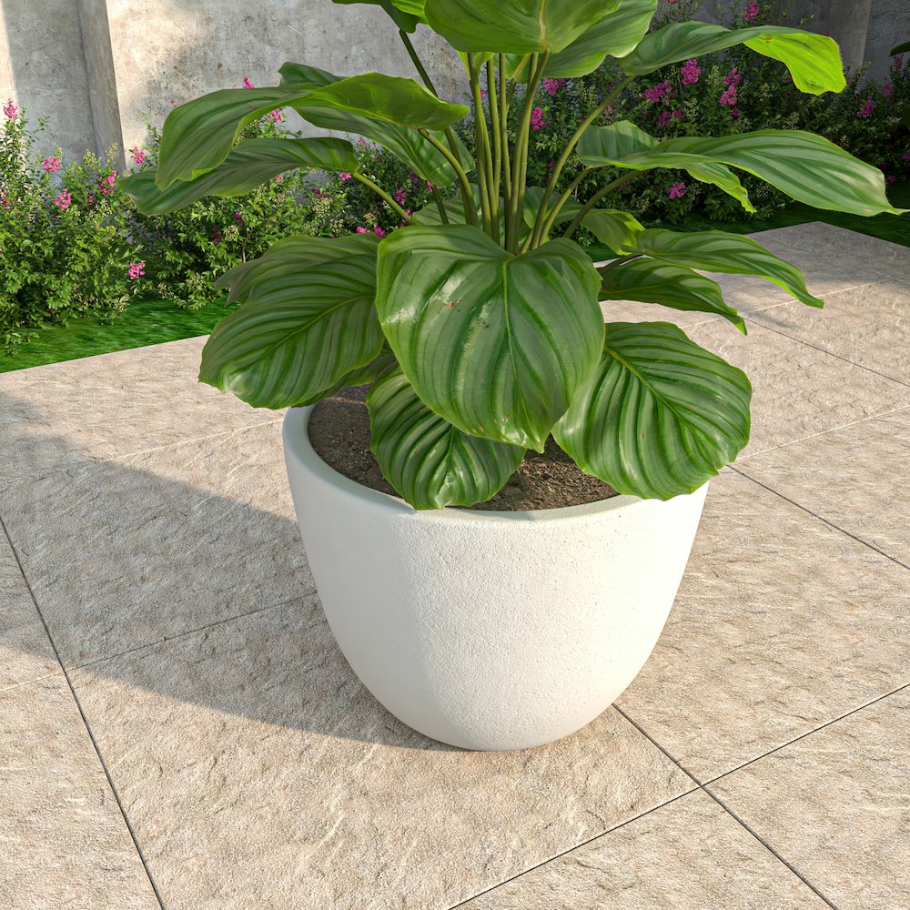 Dahlia Series Poly Stone Planter in White 17.5 Dia, 13.6 High. Picture 11