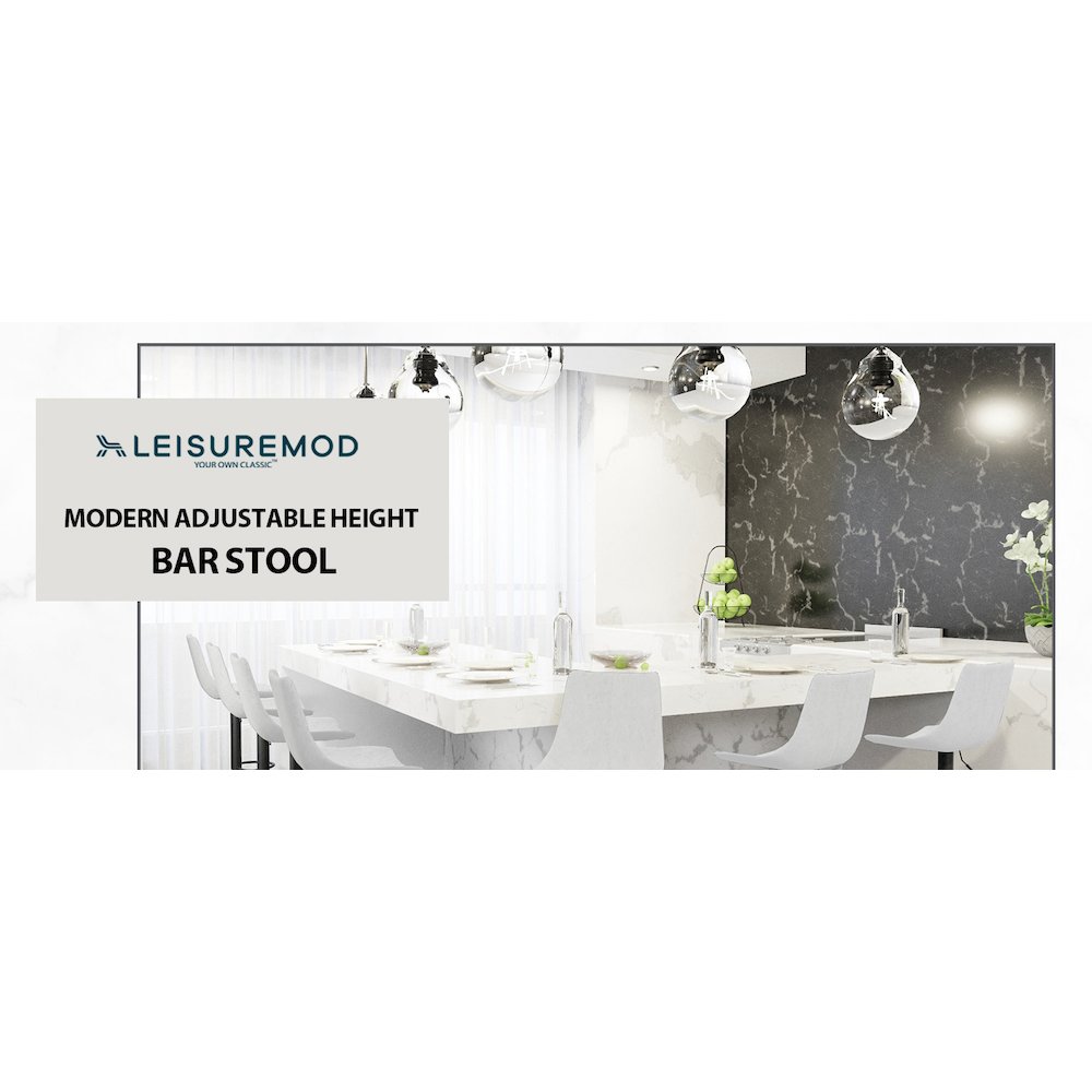 Tilbury Modern Adjustable Bar Stool in Light Grey. Picture 2
