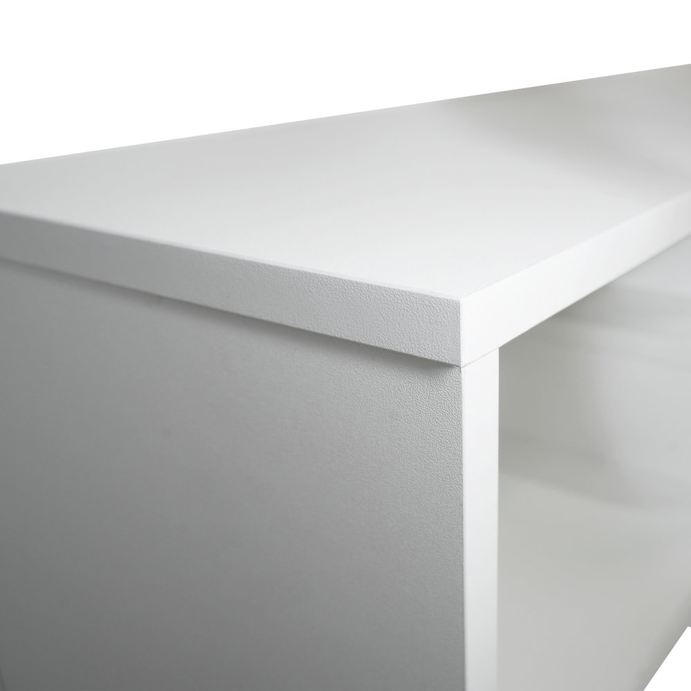 Surrey Modern TV Stand with MDF Shelves and Bookcase in White. Picture 18