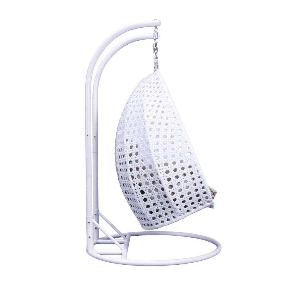 White Wicker Hanging 2 person Egg Swing Chair. Picture 6