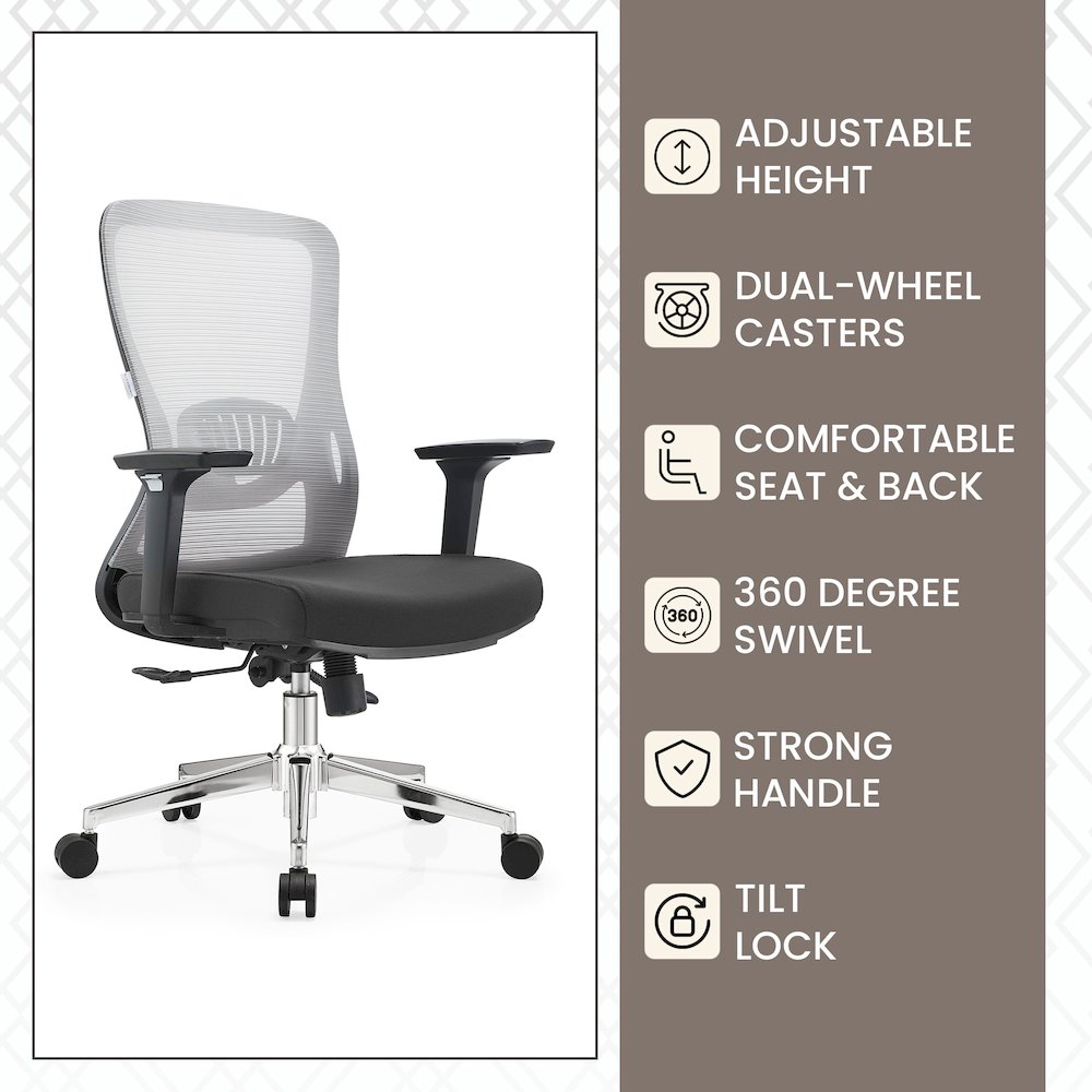 Office Adorit Series Office Task Chair In Light Grey. Picture 7