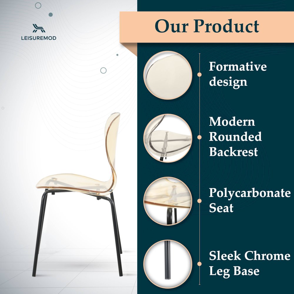 Modern Oyster Transparent Side Chair in Black Base. Picture 11