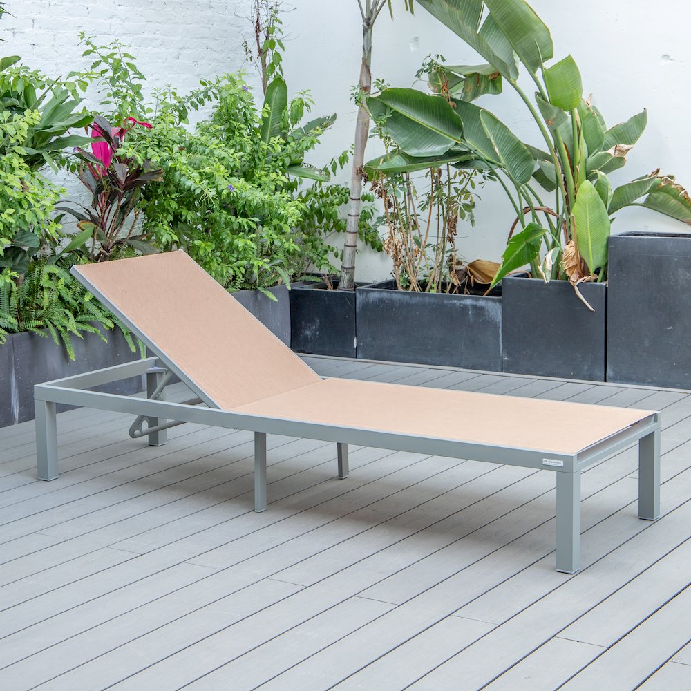 Marlin Patio Chaise Lounge Chair With Grey Aluminum Frame. Picture 4