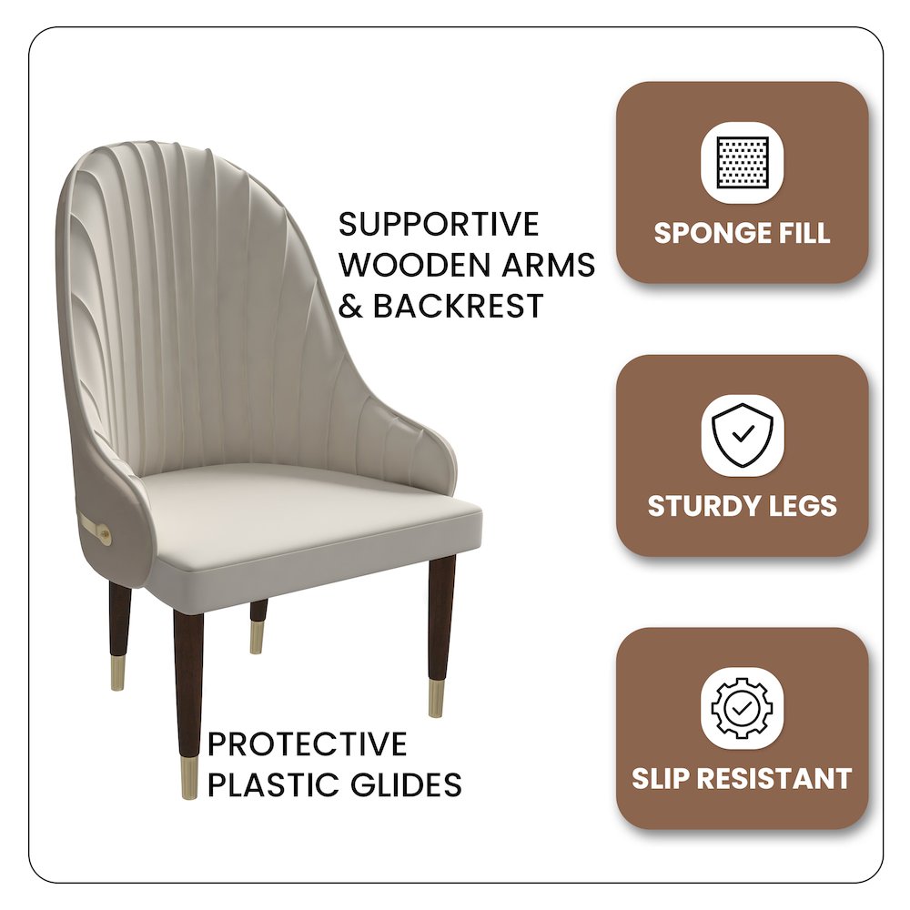 Elara Collection Wooden Dining Chair in Cream Set of 4. Picture 6