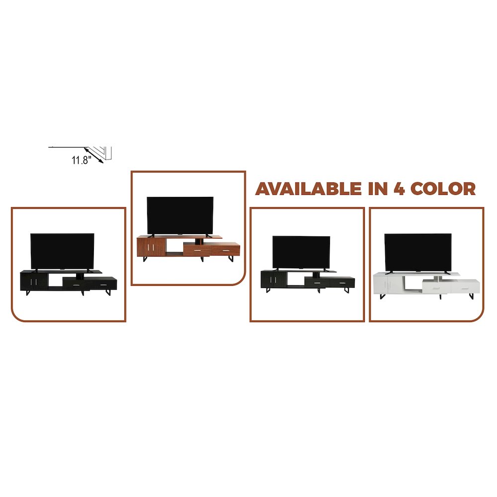 Avery Mid-Century Modern TV Stand with MDF Cabinet and Powder Coated Steel Legs. Picture 19