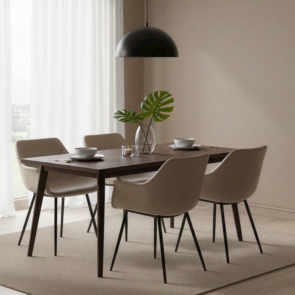 Markley Modern Leather Dining Arm Chair With Metal Legs. Picture 14