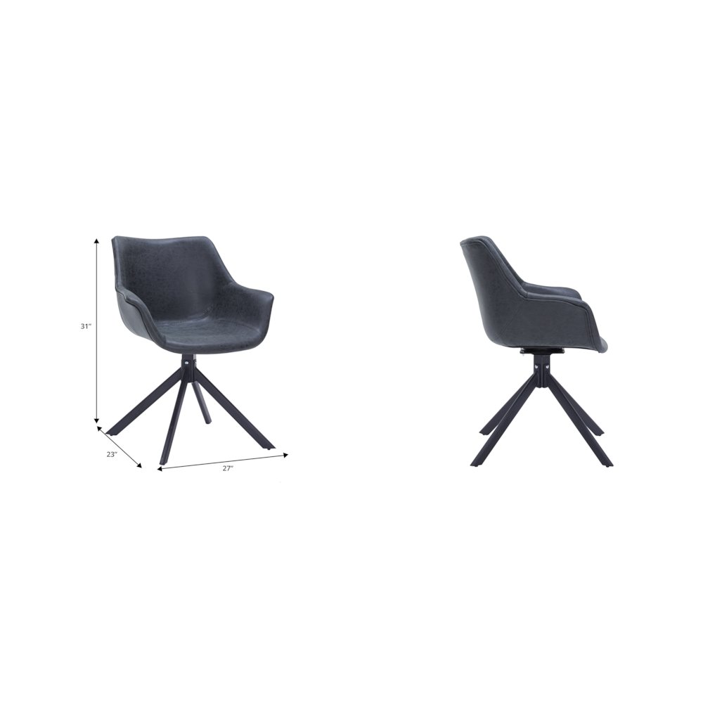 Markley Modern Leather Dining Swival Arm Chair in Black. Picture 14