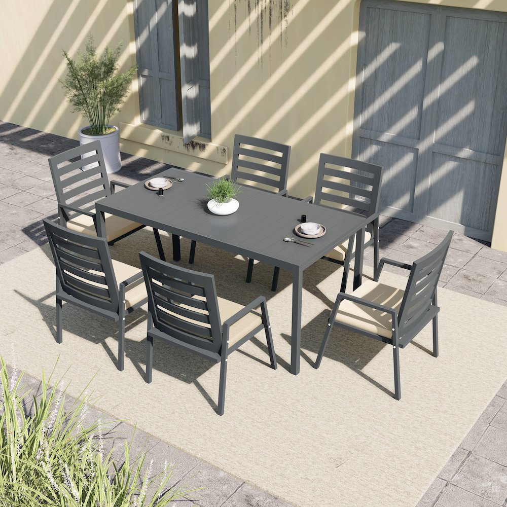Marlin Extenable outdoor Dining Table 78-118 in Black. Picture 13