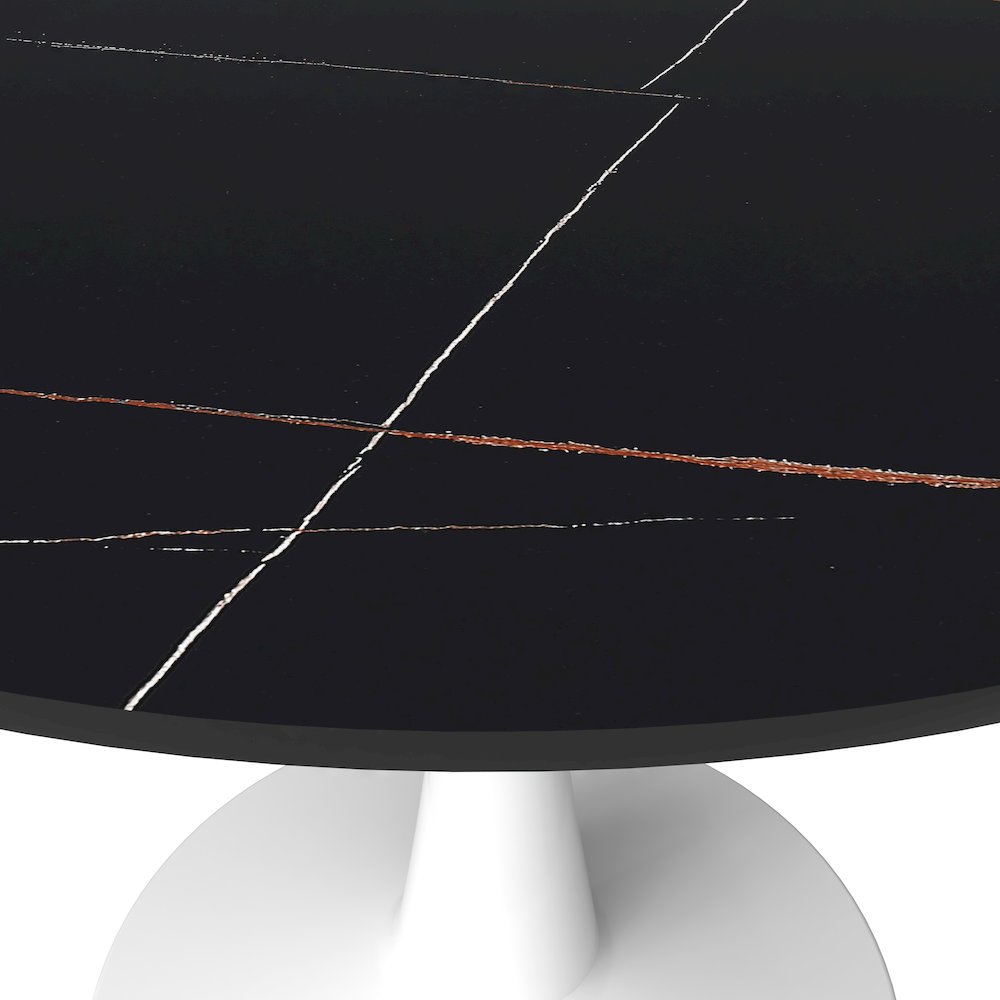Bristol 40" round dining table White base with Black Sintered stone Top. Picture 16