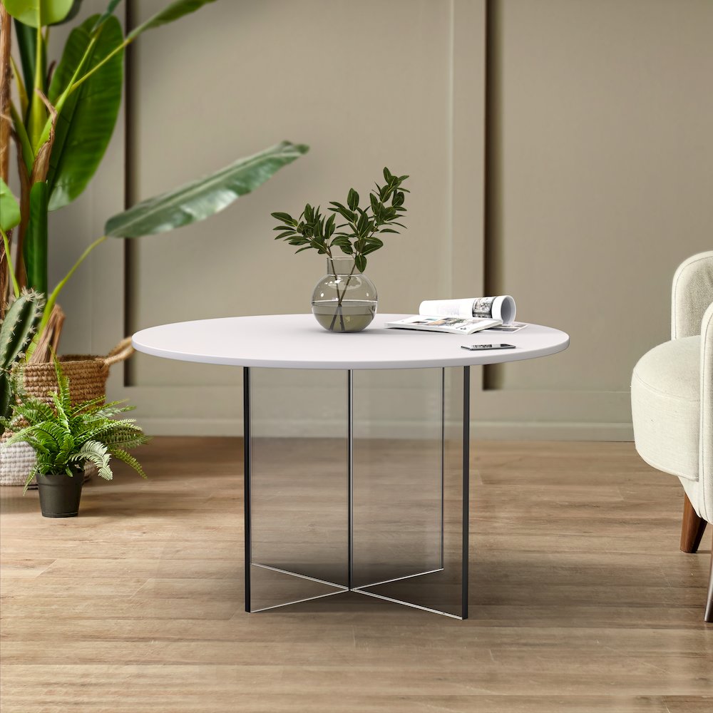 Valore Collection 28" Acrylic Side Table With White Top. Picture 3
