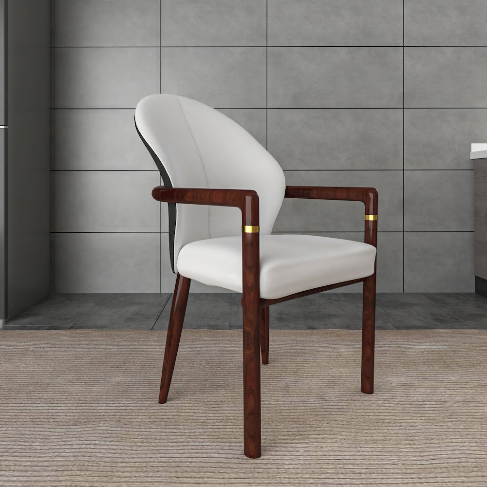 Opaline Series Elegant Wooden Dining Chair in Black Velvet and White. Picture 19