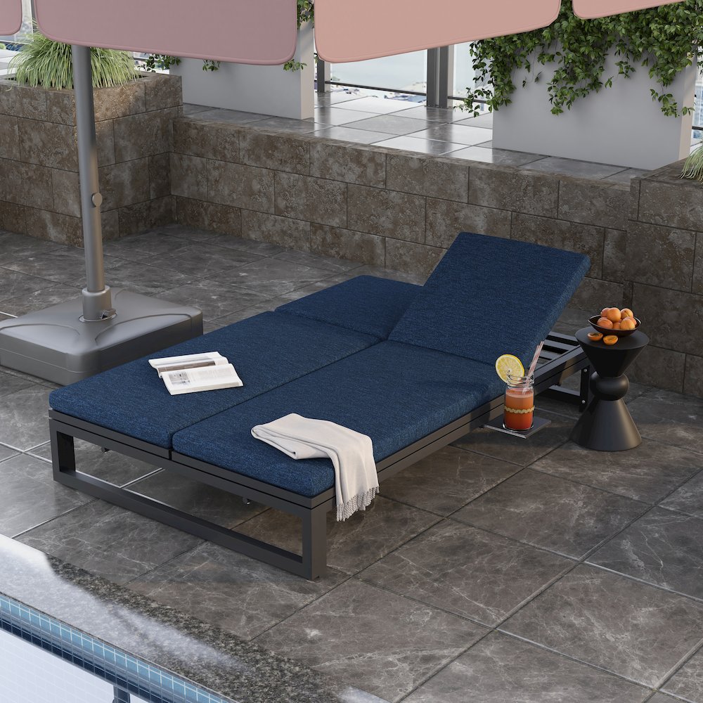 Chelsea Convertible Lounge Reclining Double Chaise With Cushions. Picture 6